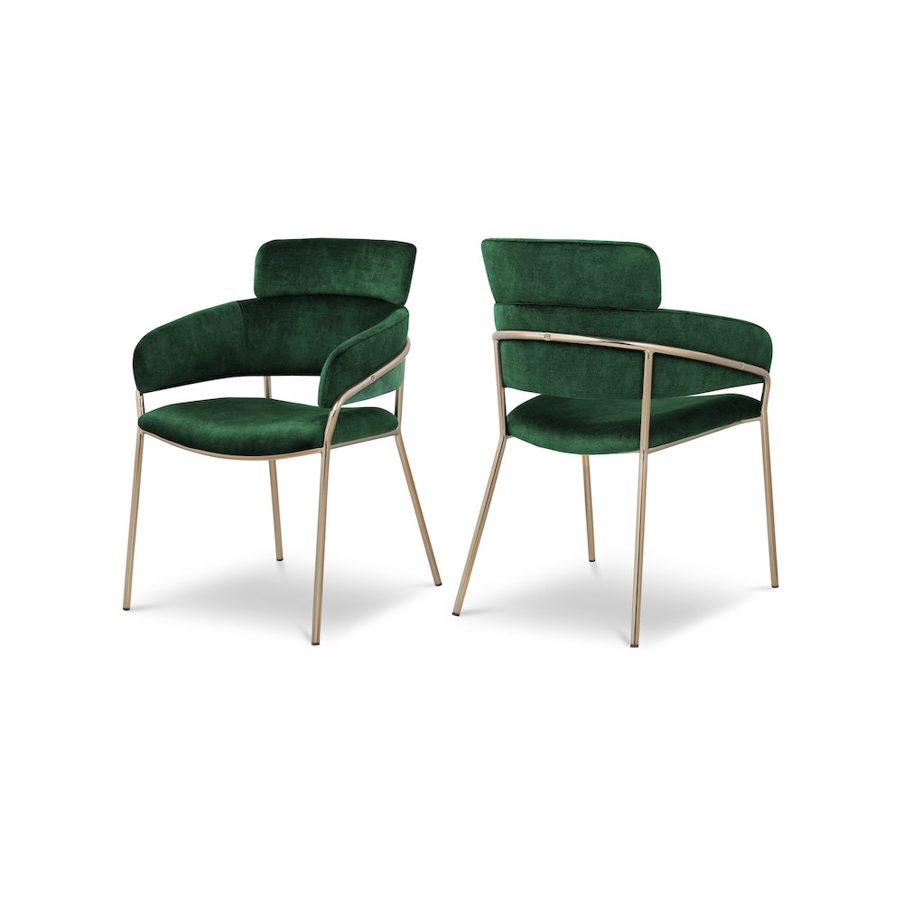 Yara Green Velvet Dining Chair, Set of 2