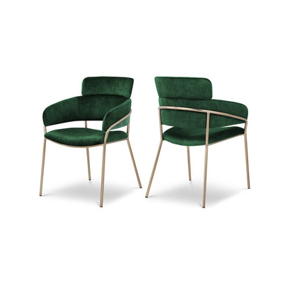 Yara Green Velvet Dining Chair, Set of 2