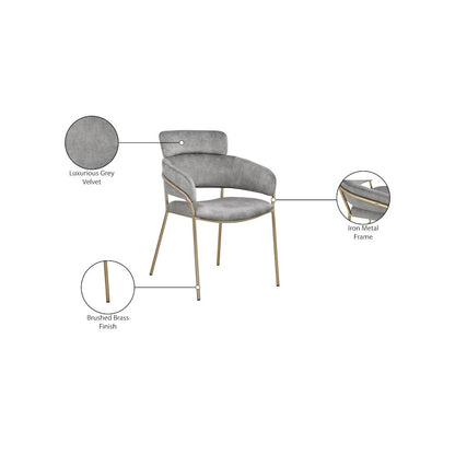 Yara Grey Velvet Dining Chair, Set of 2