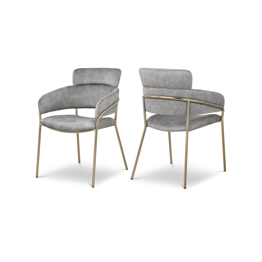 Yara Grey Velvet Dining Chair, Set of 2