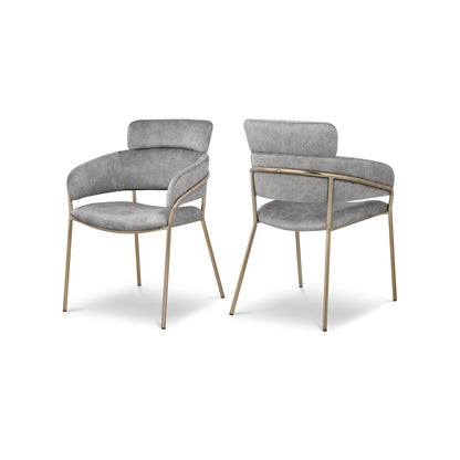 Yara Grey Velvet Dining Chair, Set of 2