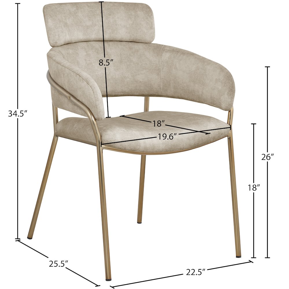 Yara Stone Velvet Dining Chair, Set of 2