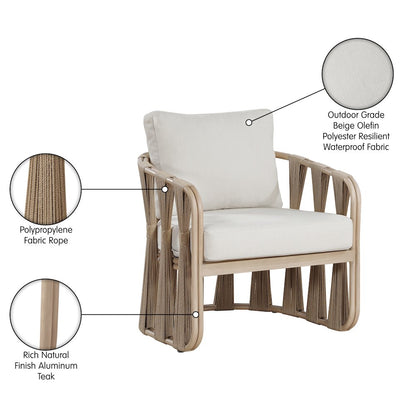 San Pietro Beige Resilient Waterproof Fabric Upholstered Outdoor Patio Chair