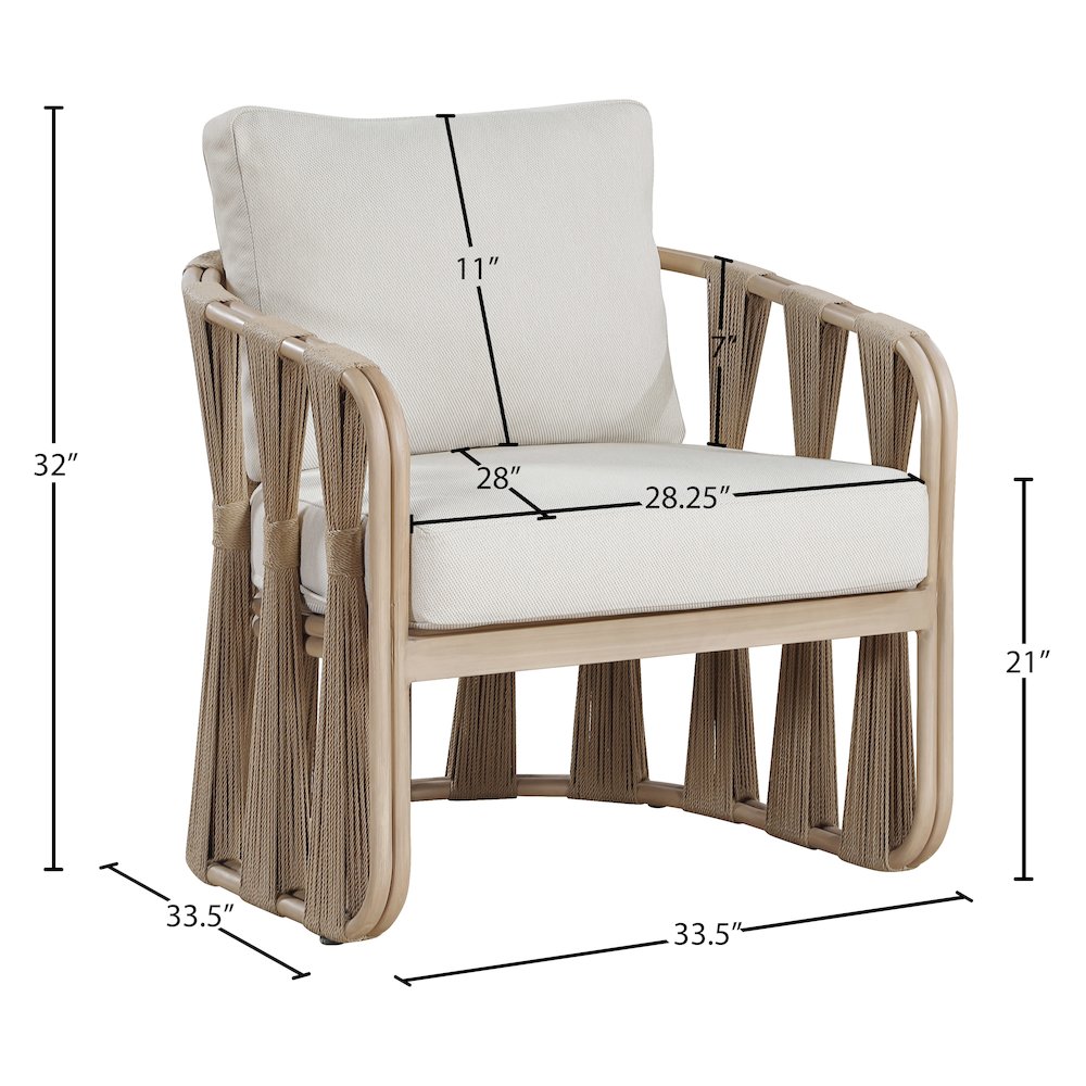 San Pietro Beige Resilient Waterproof Fabric Upholstered Outdoor Patio Chair