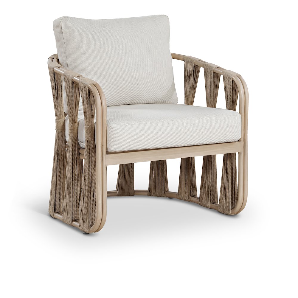 San Pietro Beige Resilient Waterproof Fabric Upholstered Outdoor Patio Chair