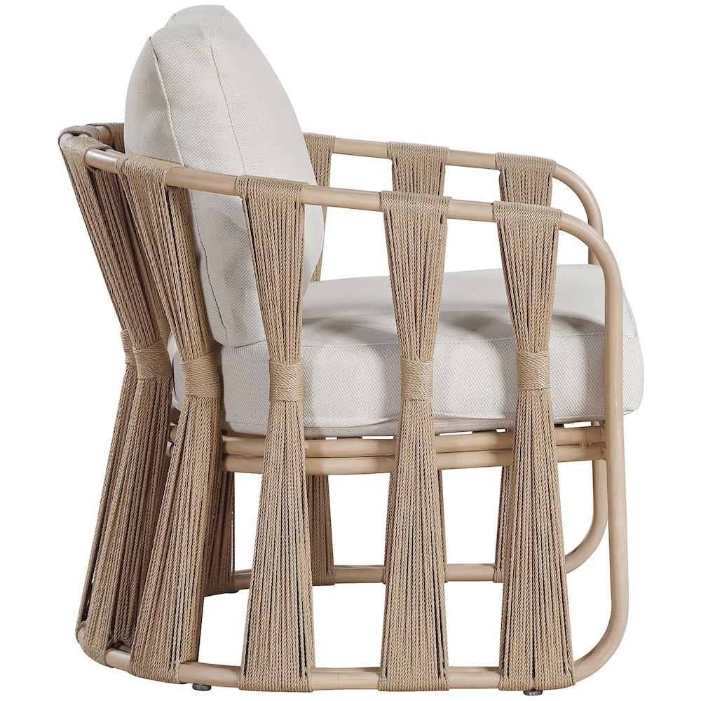 San Pietro Beige Resilient Waterproof Fabric Upholstered Outdoor Patio Chair