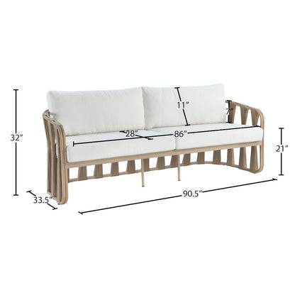 San Pietro 90.5" Beige Waterproof Fabric Outdoor Sofa