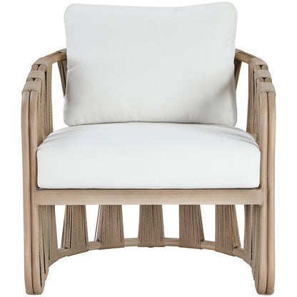 San Pietro Cream Resilient Waterproof Fabric Upholstered Outdoor Patio Chair