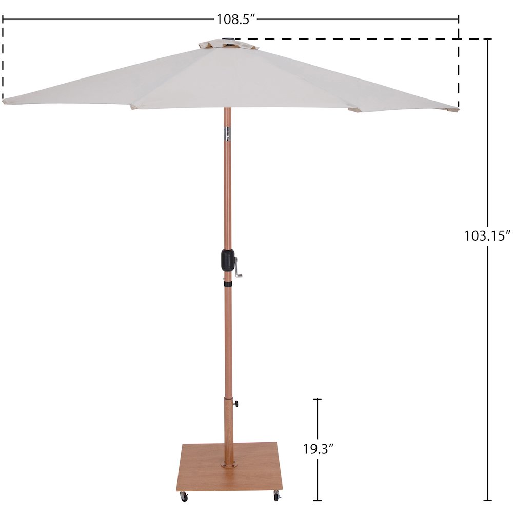 Fiji Beige Fabric / Teak Aluminum Patio Umbrella with Base Sets
