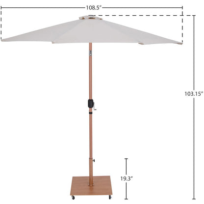 Fiji Beige Fabric / Teak Aluminum Patio Umbrella with Base Sets