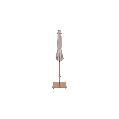 Fiji Beige Fabric / Teak Aluminum Patio Umbrella with Base Sets