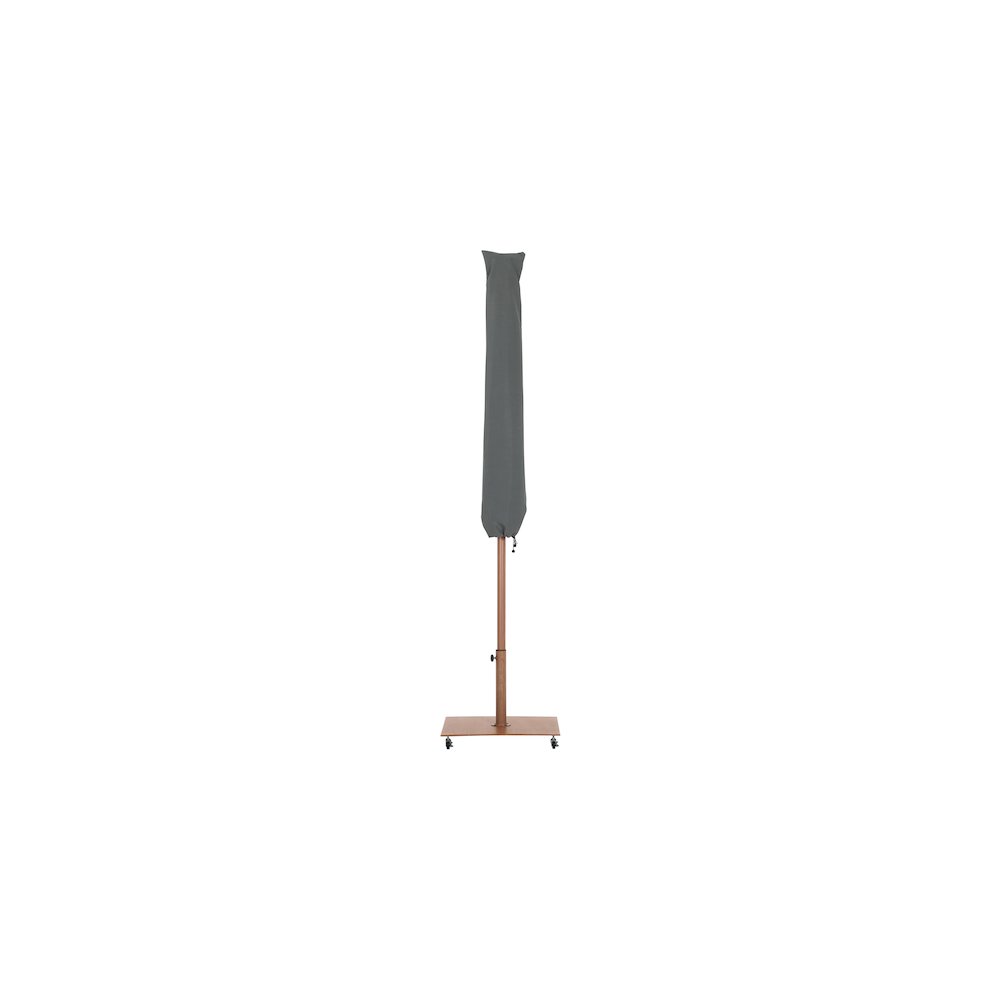 Fiji Beige Fabric / Teak Aluminum Patio Umbrella with Base Sets