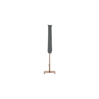 Fiji Beige Fabric / Teak Aluminum Patio Umbrella with Base Sets