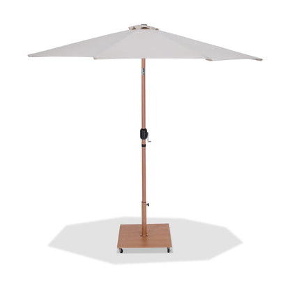Fiji Beige Fabric / Teak Aluminum Patio Umbrella with Base Sets