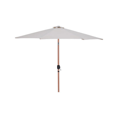 Fiji Beige Fabric / Teak Aluminum Patio Umbrella with Base Sets