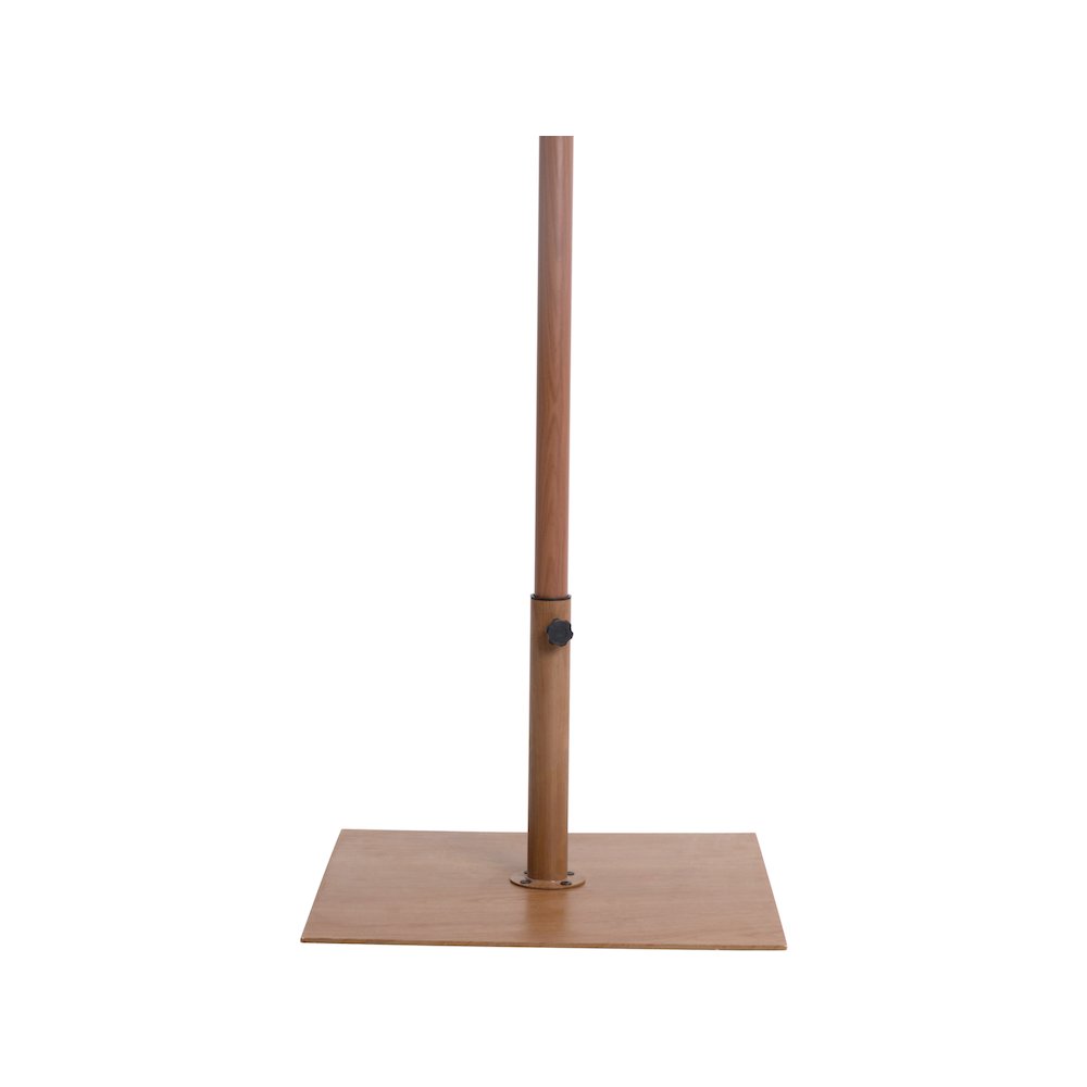 Fiji Beige Fabric / Teak Aluminum Patio Umbrella with Base Sets