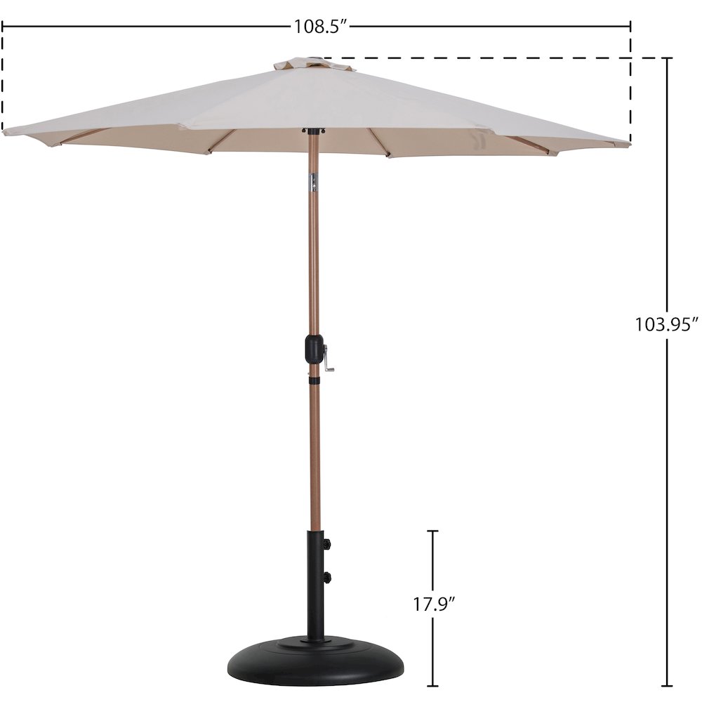 Fiji Beige Fabric / Matte Black Aluminum Patio Umbrella with Base Sets