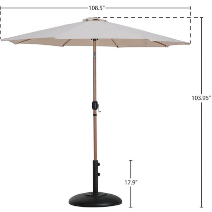 Fiji Beige Fabric / Matte Black Aluminum Patio Umbrella with Base Sets