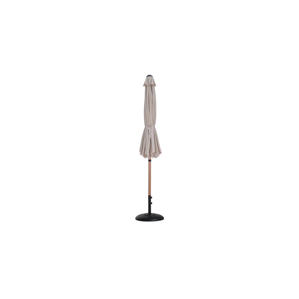 Fiji Beige Fabric / Matte Black Aluminum Patio Umbrella with Base Sets