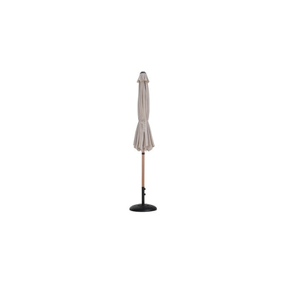 Fiji Beige Fabric / Matte Black Aluminum Patio Umbrella with Base Sets