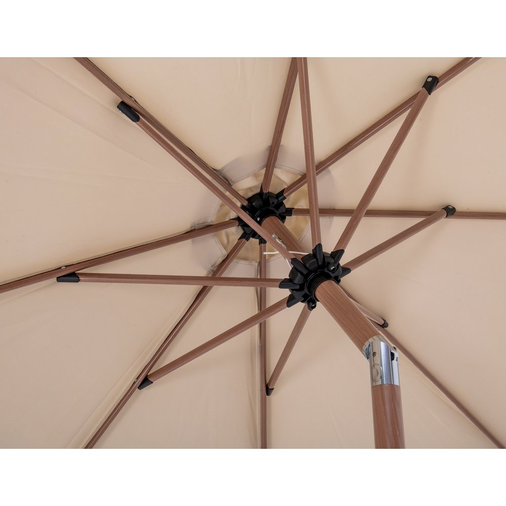 Fiji Beige Fabric / Matte Black Aluminum Patio Umbrella with Base Sets