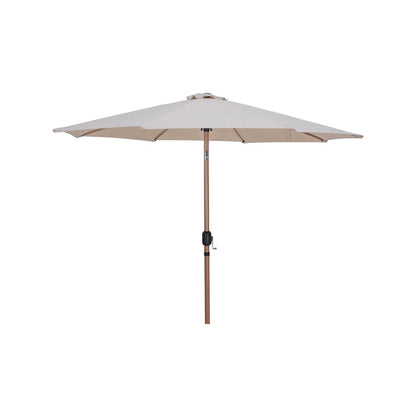 Fiji Beige Fabric / Matte Black Aluminum Patio Umbrella with Base Sets