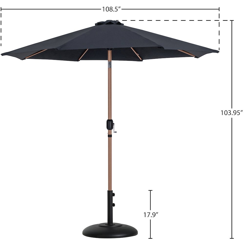 Fiji Black Fabric / Matte Black Aluminum Patio Umbrella with Base Sets