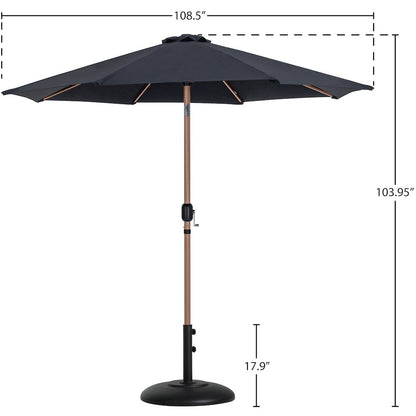 Fiji Black Fabric / Matte Black Aluminum Patio Umbrella with Base Sets