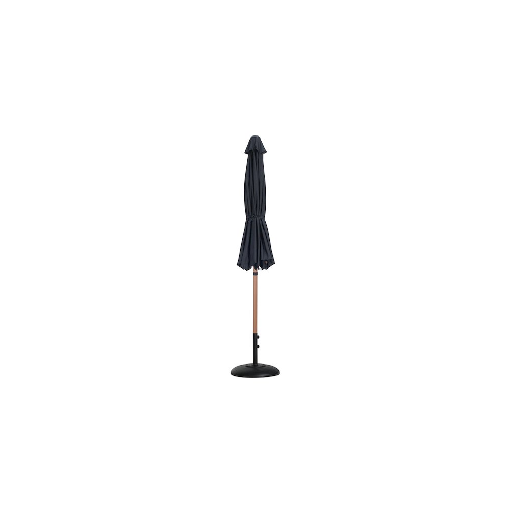 Fiji Black Fabric / Matte Black Aluminum Patio Umbrella with Base Sets