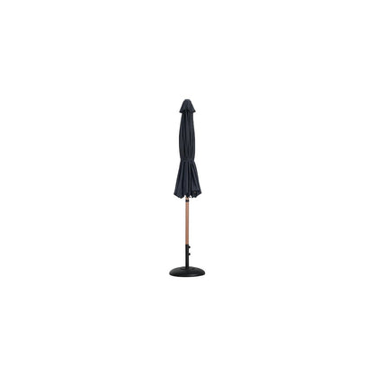 Fiji Black Fabric / Matte Black Aluminum Patio Umbrella with Base Sets