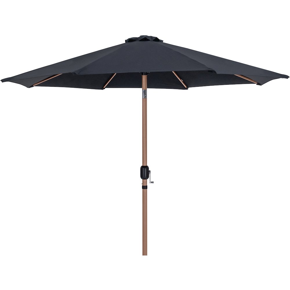 Fiji Black Fabric / Matte Black Aluminum Patio Umbrella with Base Sets