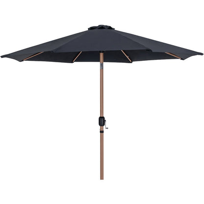 Fiji Black Fabric / Matte Black Aluminum Patio Umbrella with Base Sets