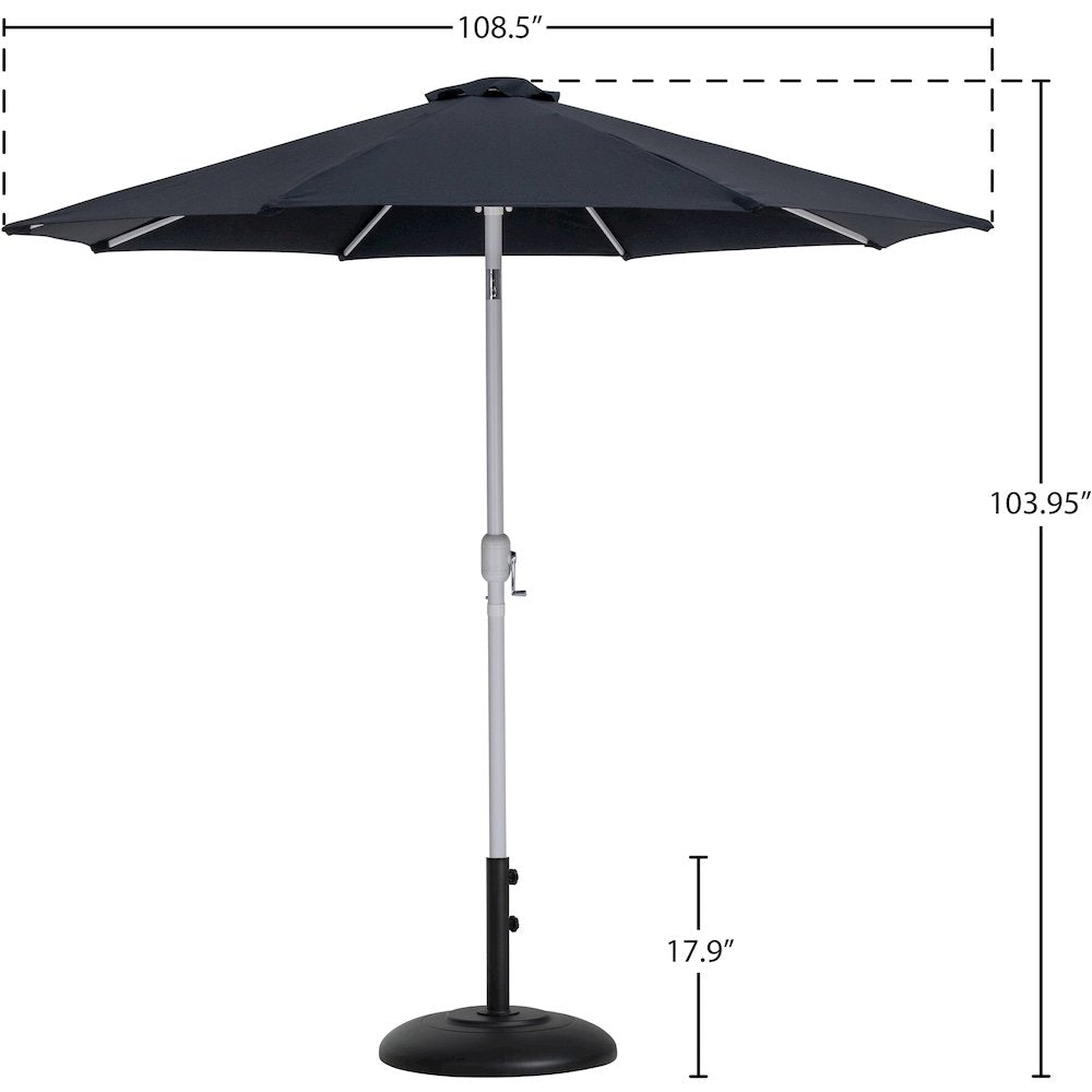 Fiji Black Fabric / Matte Black Aluminum Patio Umbrella with Base Sets