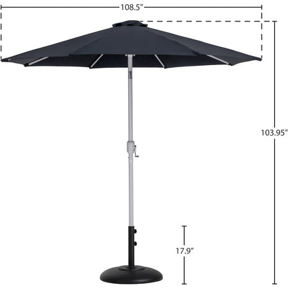Fiji Black Fabric / Matte Black Aluminum Patio Umbrella with Base Sets