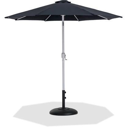 Fiji Black Fabric / Matte Black Aluminum Patio Umbrella with Base Sets