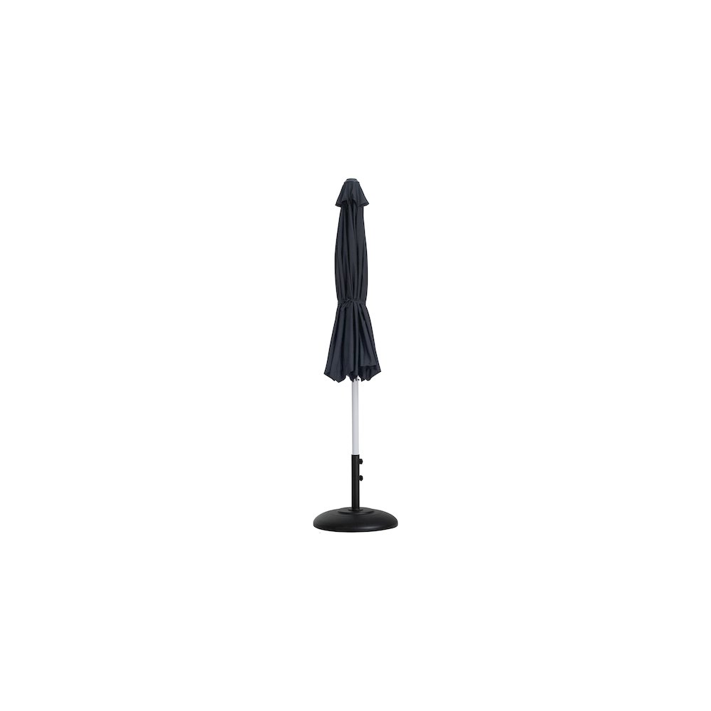 Fiji Black Fabric / Matte Black Aluminum Patio Umbrella with Base Sets