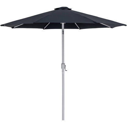 Fiji Black Fabric / Matte Black Aluminum Patio Umbrella with Base Sets