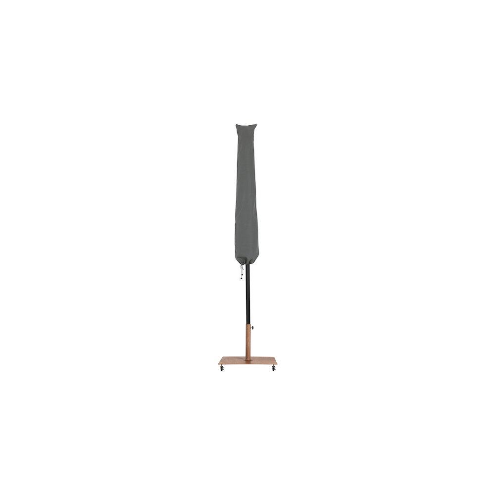 Fiji Beige Fabric / Teak Aluminum Patio Umbrella with Base Sets