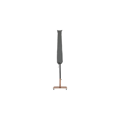 Fiji Beige Fabric / Teak Aluminum Patio Umbrella with Base Sets
