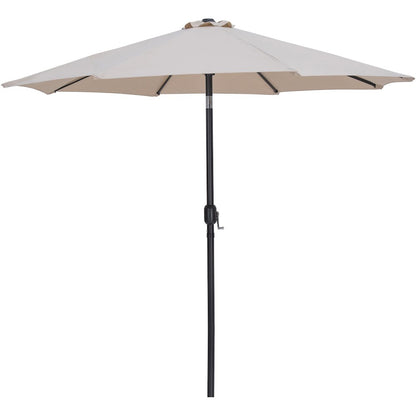 Fiji Beige Fabric / Teak Aluminum Patio Umbrella with Base Sets