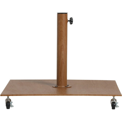 Fiji Beige Fabric / Teak Aluminum Patio Umbrella with Base Sets