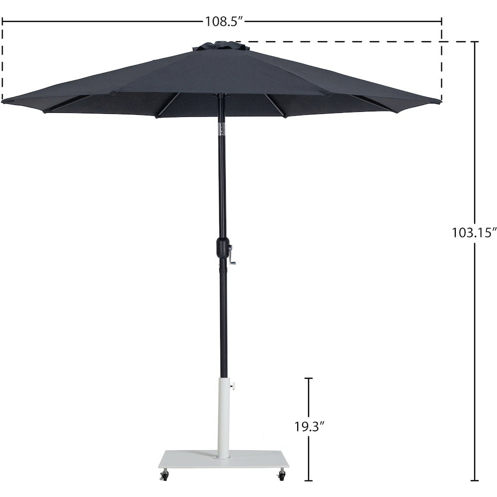 Fiji Black Fabric / Matte White Aluminum Patio Umbrella with Base Sets