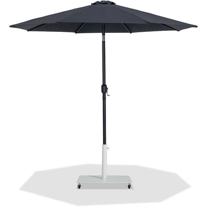 Fiji Black Fabric / Matte White Aluminum Patio Umbrella with Base Sets