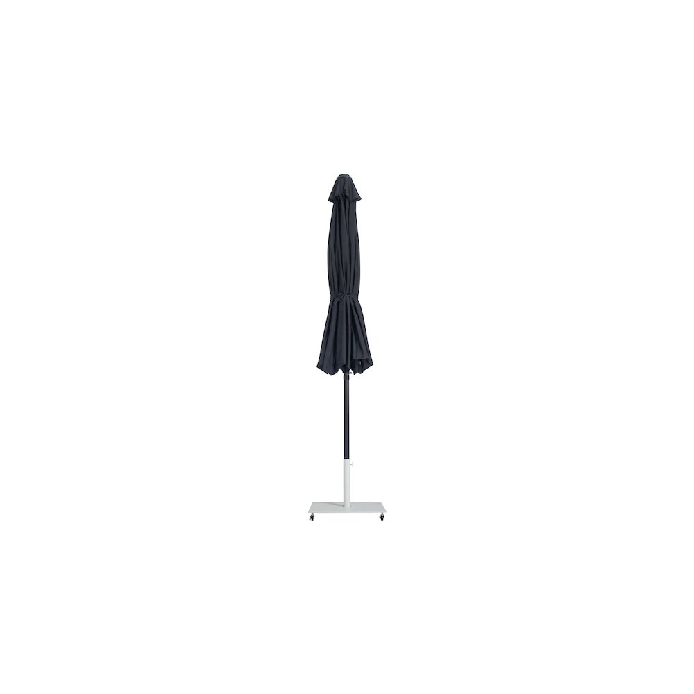 Fiji Black Fabric / Matte White Aluminum Patio Umbrella with Base Sets