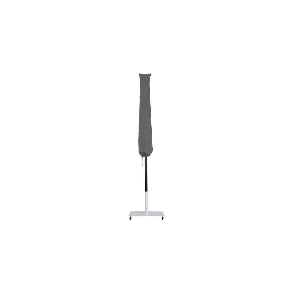 Fiji Black Fabric / Matte White Aluminum Patio Umbrella with Base Sets