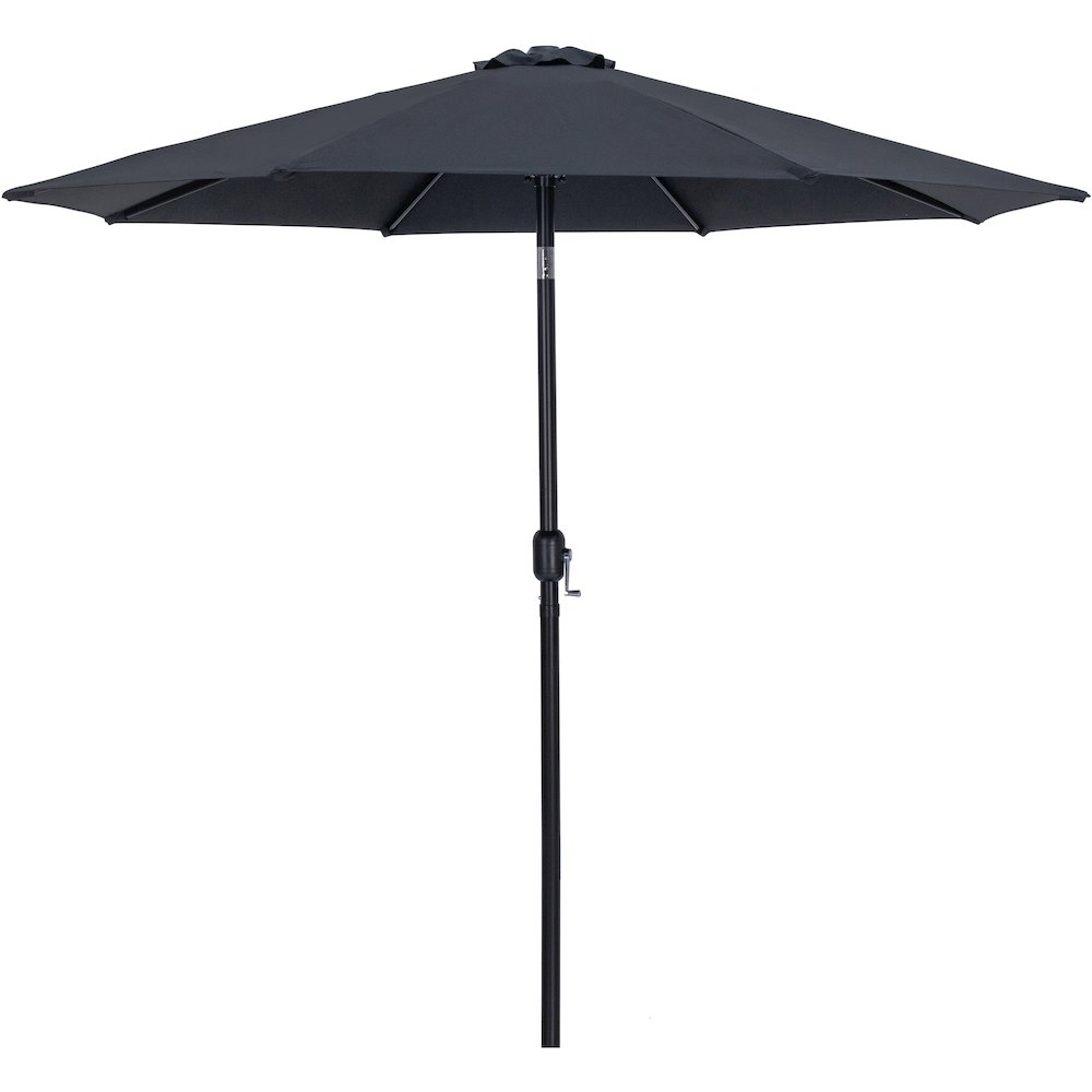 Fiji Black Fabric / Matte White Aluminum Patio Umbrella with Base Sets