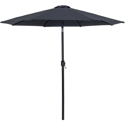 Fiji Black Fabric / Matte White Aluminum Patio Umbrella with Base Sets