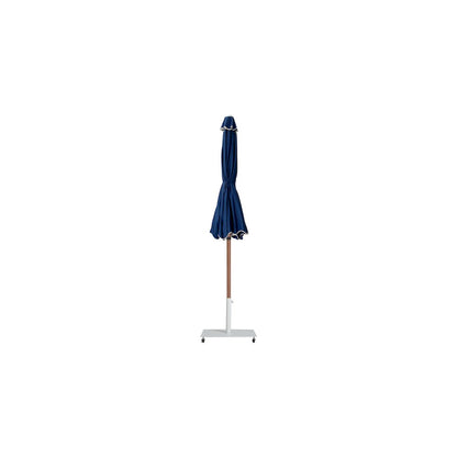 Amalfi Navy With Cream Piping / Matte White Metal Patio Umbrella with Base Sets
