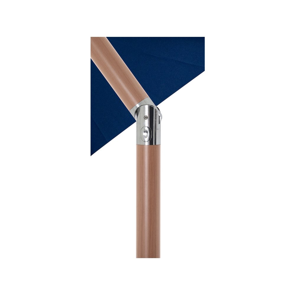 Amalfi Navy With Cream Piping / Matte White Metal Patio Umbrella with Base Sets