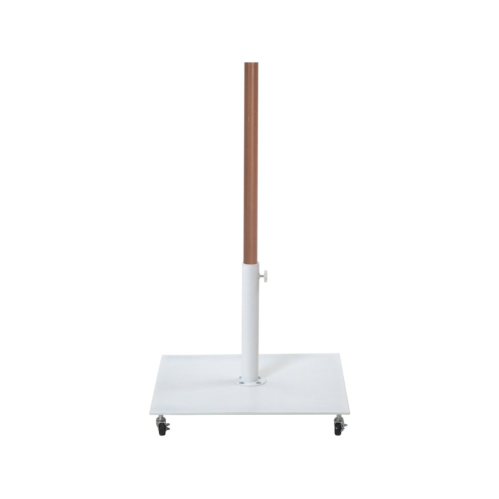 Amalfi Navy With Cream Piping / Matte White Metal Patio Umbrella with Base Sets